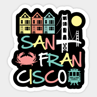 San Francisco Icons Vintage Retro Colorful Sticker